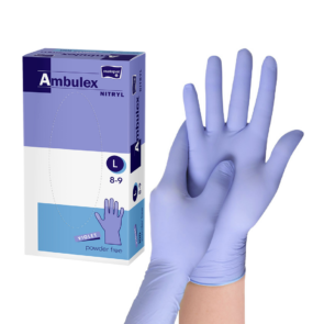 AMBULEX mănuși din cauciuc nitrilic fără pudră violet L, 100 buc/cutie