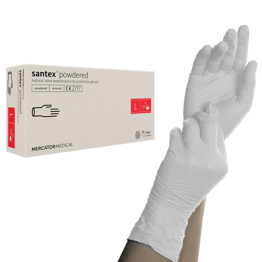 Mănuși de cauciuc Santex Latex alb L