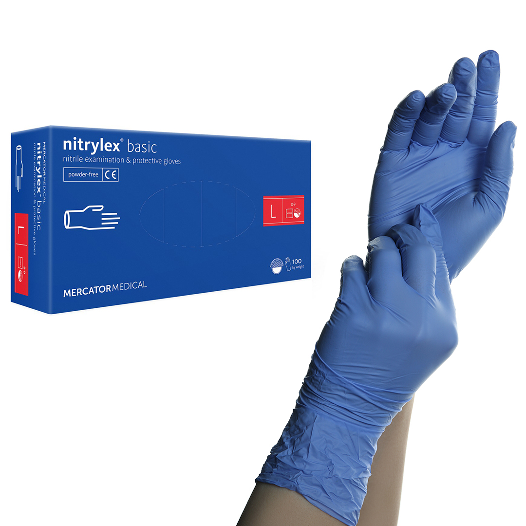 Nitrylex Basic mănuși din cauciuc nitrilic albastru L