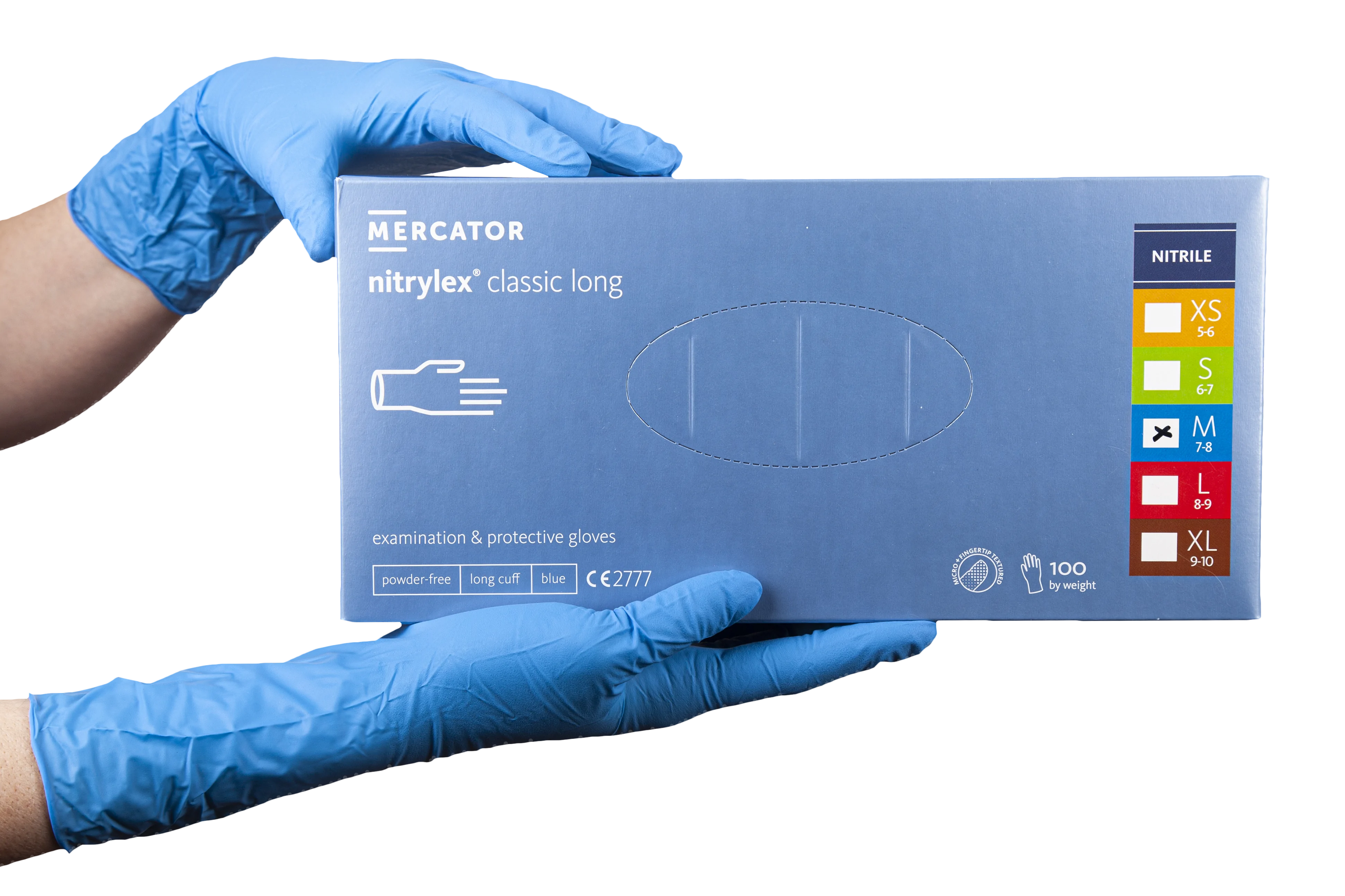 Nitrylex Classic mănuși din cauciuc nitrilic albastre - alungite - imagine 5