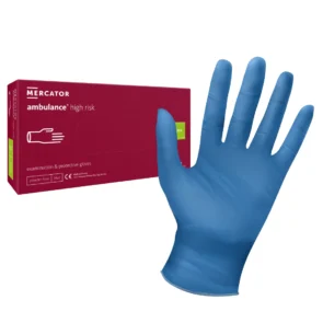 Mercator ambulanță risc ridicat latex fără pudră mănuși de examinare albastru L